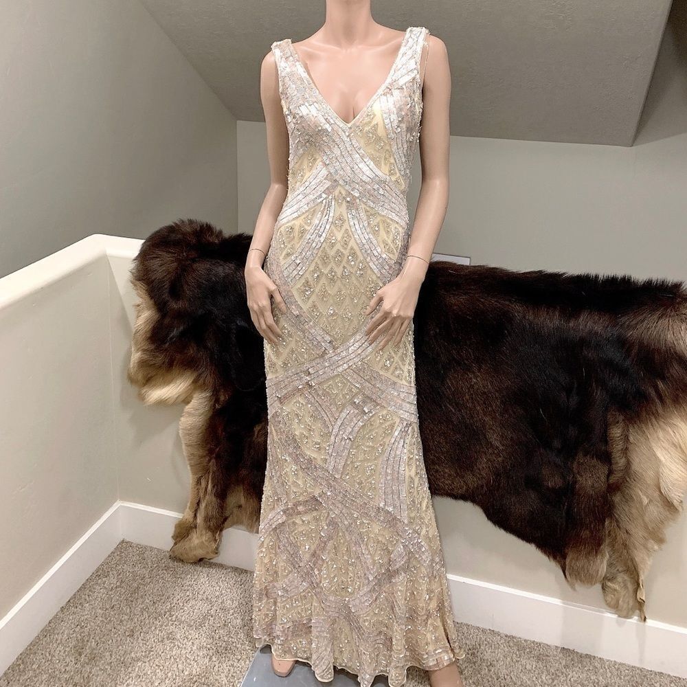 Mac Duggal Elegant Gold and Silver Prom Gown